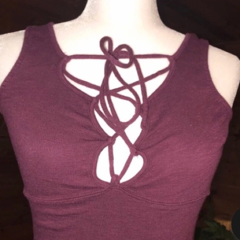 🎀Free people purple plum ribbed sleeveless- Large